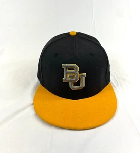 BU Baylor University Baseball Cap Fitted Hat 6 5/8 Bears Flat Bill New Era Black - Picture 1 of 10