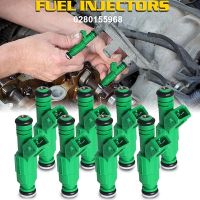Set (8) 42lb Green Fuel Injectors 0280155968 for 2004-2006 Pontiac GTO - Image 1 of 4