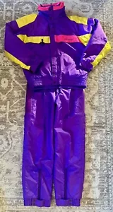 Nevica Ski Suit Womens 2 Piece Snowsuit VTG 80s Y2K Neon Apres Snow Bib retro - Picture 1 of 10