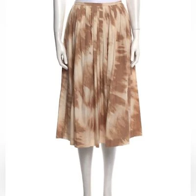 Michael Kors Brown Tie Dye 100% Linen A Line Skirt Size 8 - Image 1 of 4