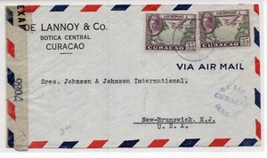 1942 Willemstad Curacao to NJ Dual Censored Airmail Cover - Picture 1 of 2