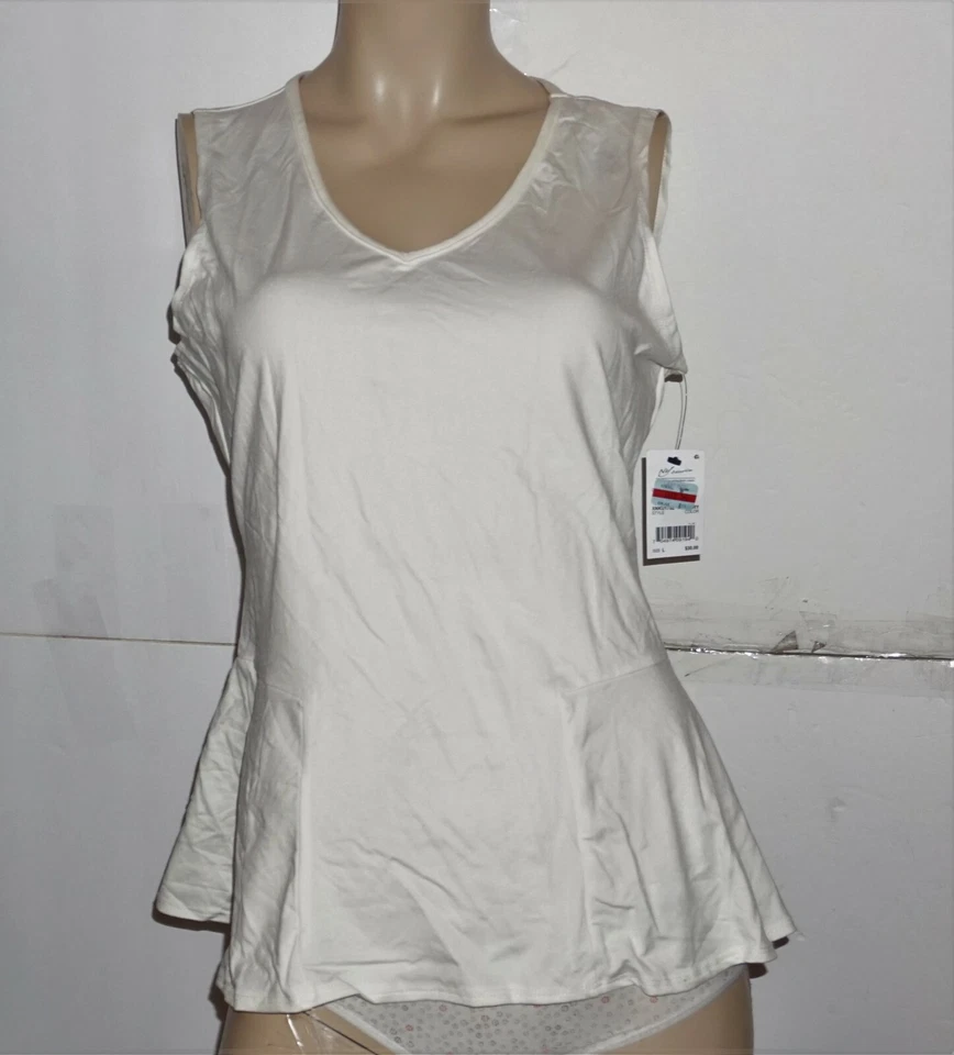 NUEVA Camiseta sin mangas Peplum para mujer colección NY XNKU1782 marfil L Foto 1 de 1