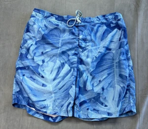 Speedo TurboDri Kalo Palms Mens XXL Board Shorts Swim Ocean Surf Blue Liner - Picture 1 of 12