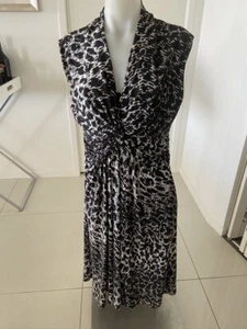 Ladies Jump Black & White Sleeveless Stretchy Gathered Bust Dress Size XL - Picture 1 of 6