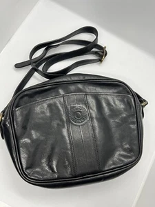 Oroton Bag Womens Black Leather Vintage Y2K Crossbody Tote Pockets Zip Logo - Picture 1 of 19
