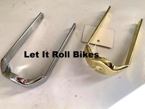 BICYCLE SPRINGER FORK CROWN EXTENDED FLAT chrome or gold LOWRIDER CRUISER BIKES - Picture 1 of 4