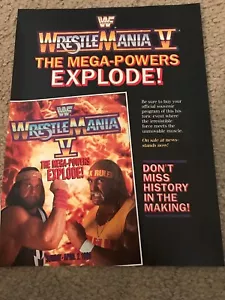 Vintage 1989 WWF WRESTLEMANIA V 5 PROGRAM Print Ad HULK HOGAN MACHO MAN SAVAGE - Picture 1 of 1