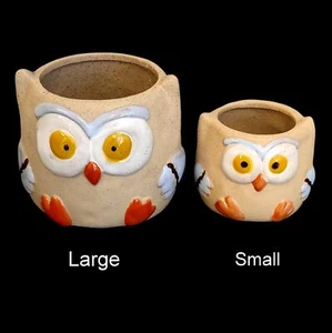 Ceramic Pot Owl Cacti Succulent Plant Pot Flower Planter W Hole Garden Decor - Bild 1 von 3