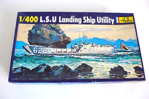 KIT HELLER 1/400 è L.S.U. LANDING SHIP UTILITY BOITE BLEUE ANNÉES 76 COMPLÈTE - Imagen 1 de 4