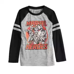 Marvel Heroes Raglan Graphic Tee Long Sleeve Active Wear Size 4 NWT (P) - Picture 1 of 1