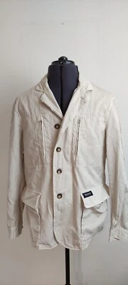 Chaqueta estilo blazer informal Woolrich para hombre botones con cremallera algodón beige talla L Foto 1 de 4