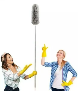 Microfiber Feather Duster Cleaning Extra Long Extendable Ceiling Fan Brush Pole - Picture 1 of 8