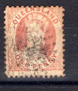 Australia Queensland 1868 sg 74 1d org vermillion perf 12 fine used cat £35 - Picture 1 of 1