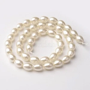 25 x Glass Pearl teardrop Loose Beads White 9x7mm (HY-O001-C-01) - Picture 1 of 2