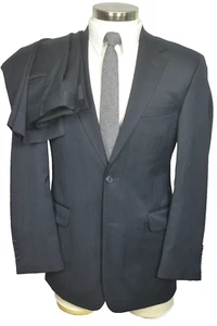 STAFFORD Mens Navy Stripe Soft 100% Wool 2 Piece Suit 38R Jacket 34x30 Pant - Picture 1 of 10