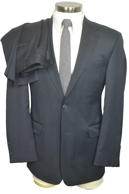 STAFFORD Mens Navy Stripe Soft 100% Wool 2 Piece Suit 38R Jacket 34x30 Pant - Image 1 of 4