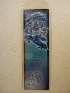 JODY BERGSMA Bookmark Dolphins and Sealife w/Proust Quote New Old Stock 8" RARE - Imagen 1 de 5