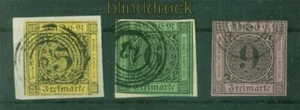 Baden Mi # 2, 3 und 4 gestempelt 3 Marken mit Nummernstempeln (58468) - Bild 1 von 1