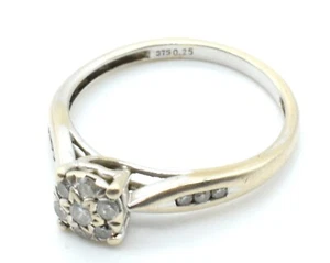 Ring 9ct Hallmarked White Gold Diamond Cluster Size M Fashion jewellery - Picture 1 of 2