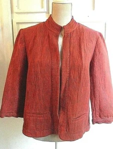 Coldwater Creek Open Jacket Blazer Women's Vintage 14 Cotton 3/4 Sleeve Rust Red - Imagen 1 de 10