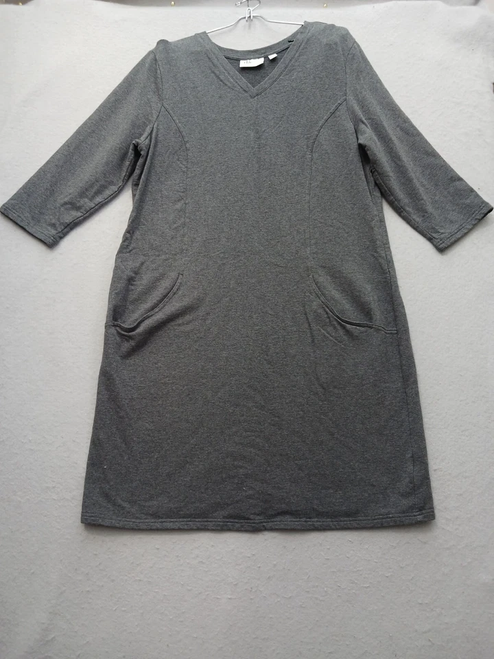 Vestido D&co Active Shift L Gris Carbón Bolsillos Manga 3/4 Mezcla Algodón Foto 1 de 4