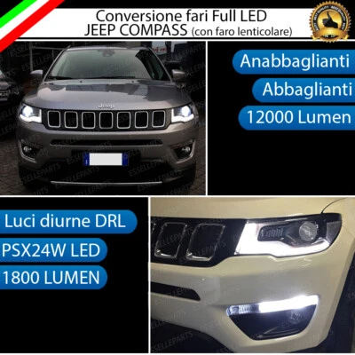 CONVERSIONE FARI A LED JEEP COMPASS 2 HB3 CANBUS MONOLED + LUCI DIURNE DRL LED - Immagine 1 di 4