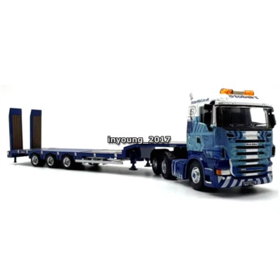 1:76 Scania 3 Axle Low Loader Semi Trailer Diecast Collectible Vehicle Blue - Image 1 of 4