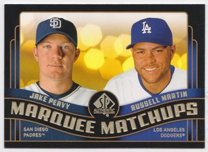 2008  SP Authentic Marquee Matchups #MM-37 Jake Peavy / Russell Martin