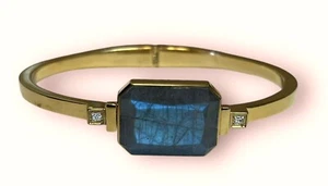 Anillo ~ RARO Brazalete de Lujo Labradorita Y Piedras Circonita Tono Dorado - Imagen 1 de 6