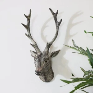 Wall mounted brown stag deer head metal rustic country home decor gift figure - Picture 1 of 2