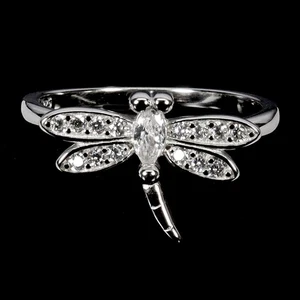 925 Sterling Silver Ring Marquise Simulated Cz Dragonfly Gemstone Jewelry Size 7 - Picture 1 of 13