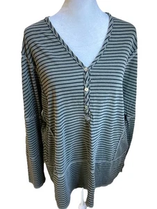 Camiseta túnica Sundance ALCOVE camisa Henley talla grande dobladillo crudo a rayas algodón de gran tamaño - Imagen 1 de 13