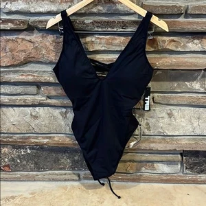 Traje de baño brasileño de una pieza TA3 push-up en negro cintura arrebatada - Imagen 1 de 9