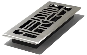 Décor Grates ADH410-NKL Art Deco Floor Register 4x10 Inches Brushed Nickel 1 ... - Picture 1 of 7