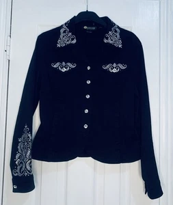 Christine Alexander Jacket Black Rhinestones Size S - Picture 1 of 3