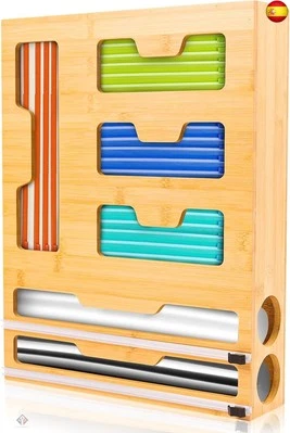LudoHome Cortador Papel Film y Aluminio de Bambú, Organizador Cocina 6 en 1,  - Imagen 1 de 4