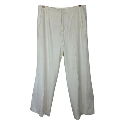 CAbi Pants Women Size 12 Linen Blend Cream Everly High-Rise Wide Leg Trouser - Image 1 of 4