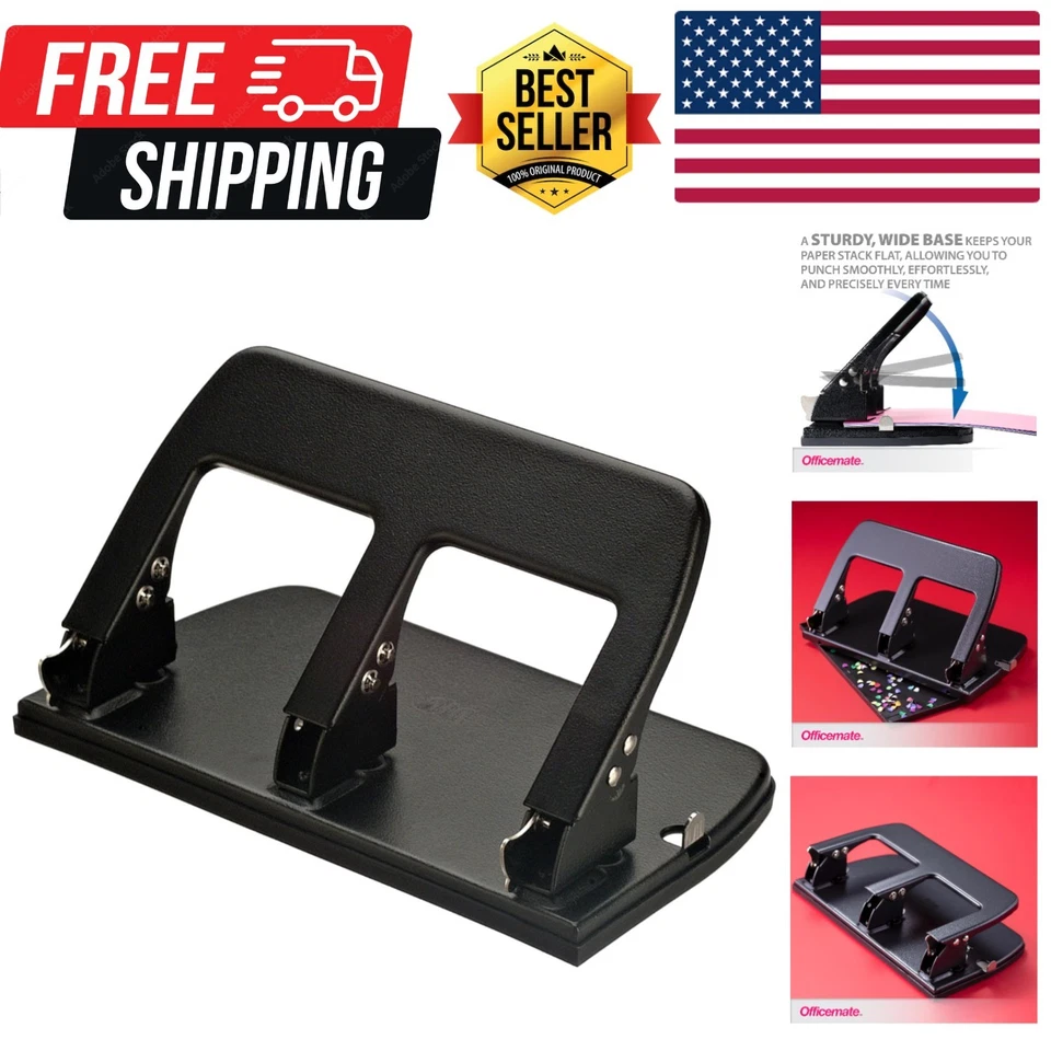 Officemate Medium Duty 3 Hole Punch With Ergonomic Handle 30 Sheet Capacity BL