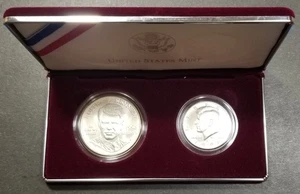 Juego de coleccionista Kennedy 1998 S RFK plata $1 y plata mate JFK medio dólar - Imagen 1 de 7