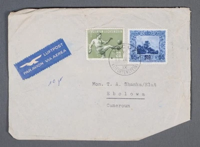 MayfairStamps Liechtenstein 1959 Vaduz a Elolowa Camerún Cubierta de correo aéreo aau_58 Foto 1 de 2