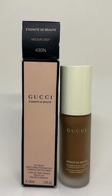 Gucci Foundation 24 Hour Full Coverage Luminous Matte Medium Deep 430N NIB 1 oz - Image 1 of 4