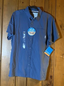 NWT Columbia Mens S/P PFG Slack Tide Camp Shirt Omni-Shade UPF 50 Omni-Wick Blue - Picture 1 of 5