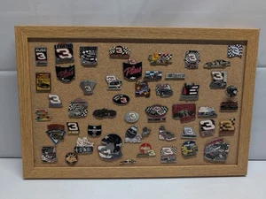 Dale Eardthart Sr. 40+ Lapel Pins In Cork Bulletin Board No Pin Backs 11"X17" - Picture 1 of 7