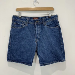 Jack & Jones Denim Shorts Men M (32 in) Blue Chris Cotton Button Fly - Picture 1 of 16