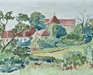 Tschechien Kloster Ansicht Sonja Wüsten Aquarell 1983 Original - Picture 1 of 2