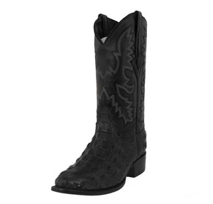 Mens Western Wear Boots Black Alligator Print Cowboy Dress Round Botas Vaquero - Picture 1 of 5