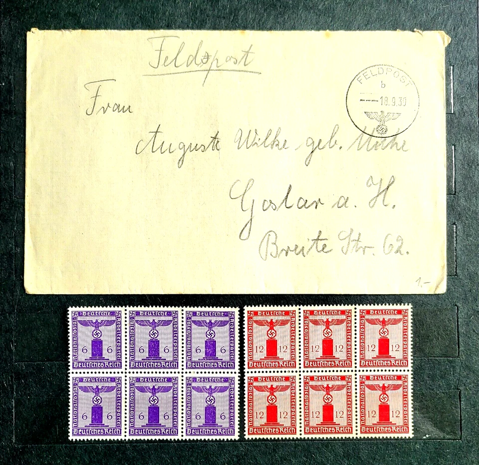German 3rd Reich era set of Feldpost Cover 1939 and 12 Stamps MNH Genuine ww2 - Image 1 of 2