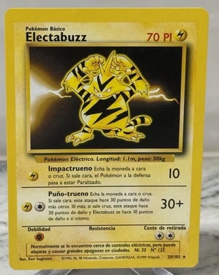 Pokémon TCG 1999-2000 Electabuzz (SPANISH) 20/102 Base Set Near Mint NM - Image 1 of 2