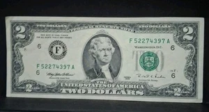 Vecchia banconota da 2 dollari 1995 antica vintage non circolata 🇺🇸  - Foto 1 di 4