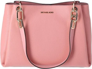 Bolso de mano Michael Kors Trisha Bolso de hombro grande de cuero granulado Primrose Nuevas etiquetas - Imagen 1 de 13